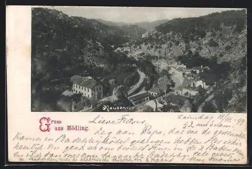 AK Mödling-Klausen, Totalansicht von oben