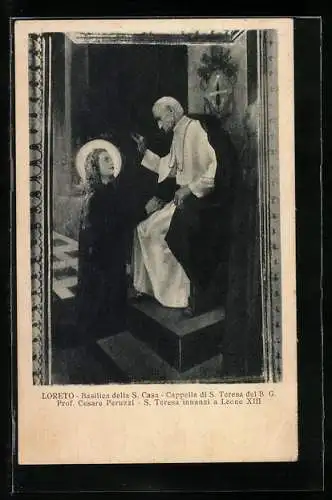 AK Loreto, Papst Leo XIII., Basilica della S. Casa, S. Teresa innanzi a Leone XIII