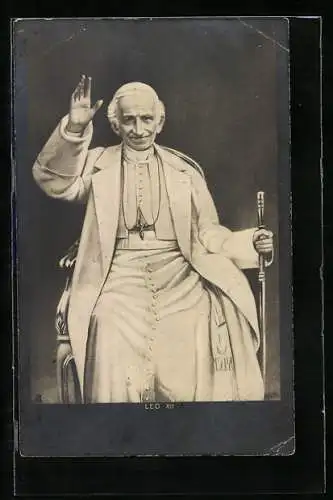 AK Papst Leo XIII. erhebt seine Hand zum Gruss