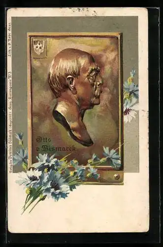 AK Otto v. Bismarck als Relief im Profilportrait