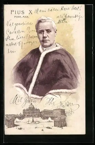 Lithographie Papst Pius X., Pont. Max.
