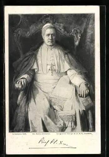 AK Papst Pius X. auf einem Tron sitzend