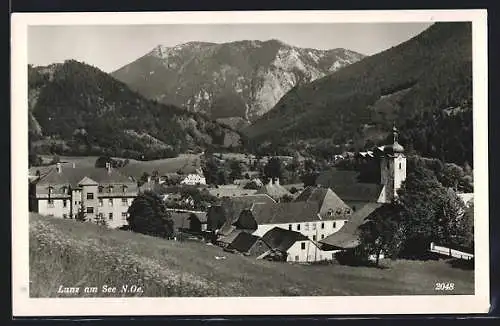 AK Lunz am See, Ortsansicht mit Bergpanorama