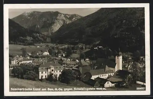 AK Lunz am See, Ortsansicht gegen Scheiblingstein