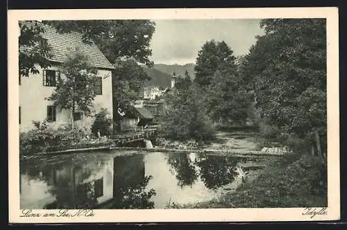 AK Lunz am See, Teilansicht mit Kirche