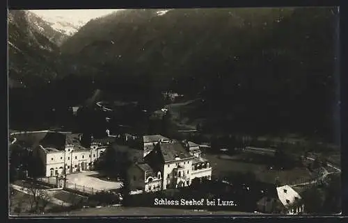 AK Lunz, Schloss Seehof aus der Vogelschau