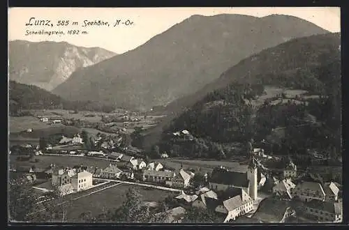 AK Lunz, Blick auf den Ort aus der Vogelschau