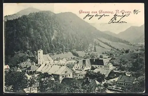 AK Gaming, Teilansicht mit Kirche, Blick ins Tal