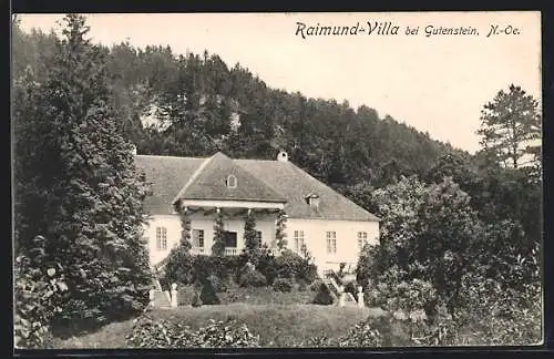 AK Gutenstein, Raimund-Villa mit Garten