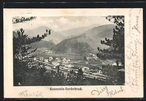 AK Gutenstein-Vorderbruck, Ortsansicht aus der Vogelschau