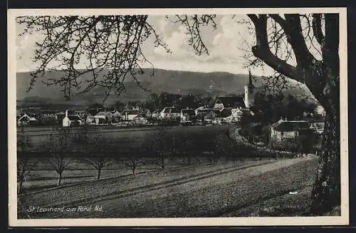 AK St. Leonhard am Forst /Nd., Ortspartie mit Kirche