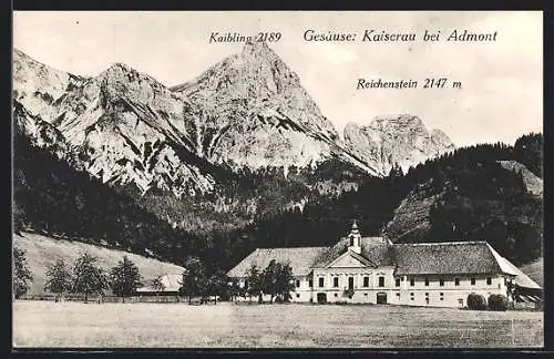 AK Admont, Schloss Kaiserau mit Kaibling und Reichenstein
