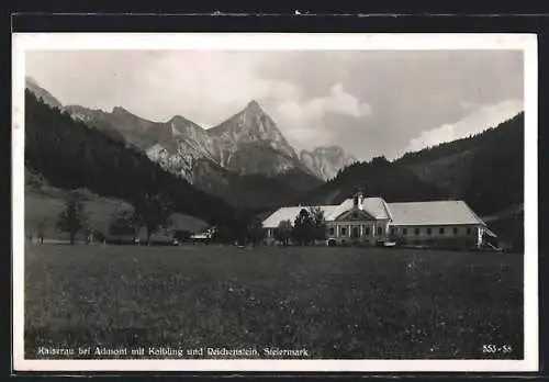 AK Admont, Schloss Kaiserau mit Kaibling und Reichenstein