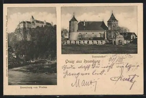 AK Rosenburg, Burg von Westen, Tournierhof