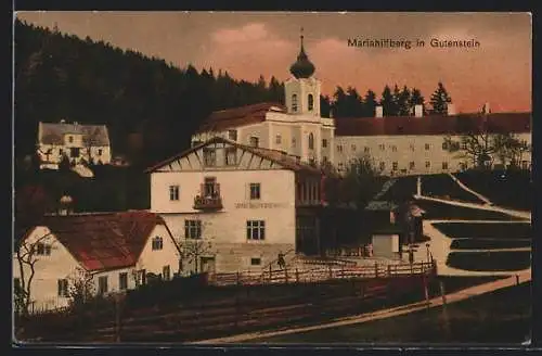 AK Mariahilfberg in Gutenstein, Das Gasthaus Josef Galler und die Kirche