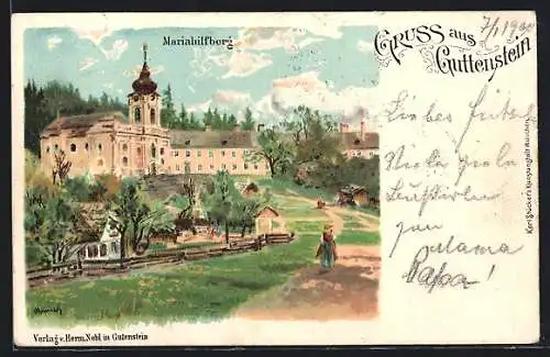 Künstler-AK Karl Heinisch: Gutenstein, Wallfahrtskirche Mariahilfberg