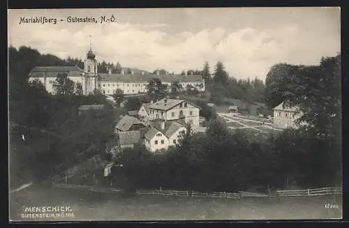 AK Mariahilfberg b. Gutenstein, Ortsansicht mit Wallfahrtkirche