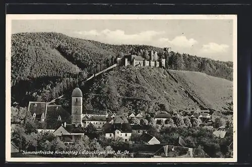 AK Kirchschlag in der Buckligen Welt, Teilansicht mit Burgruine