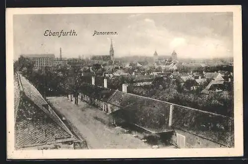AK Ebenfurth, Panorama mit Strassenpartie