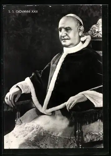 AK Papst Johannes XXIII. auf seinem Thron sitzend
