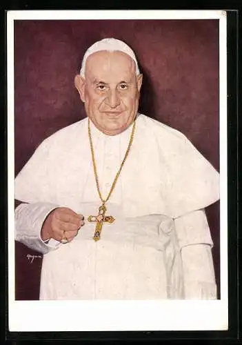 AK Papst Johannes XXIII. mit goldener Kreuzkette