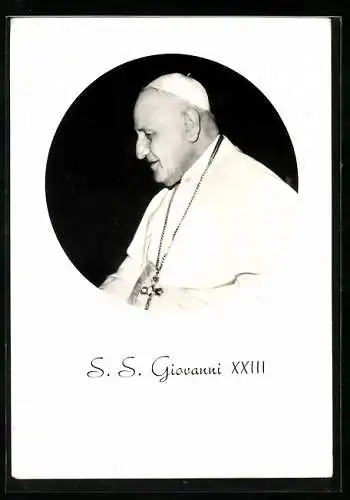 AK Papst Johannes XXIII. im Profil mit weisser Soutane