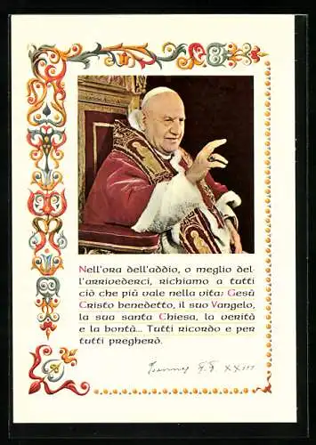 AK Papst Johannes XXIII. auf dem Heiligen Stuhl