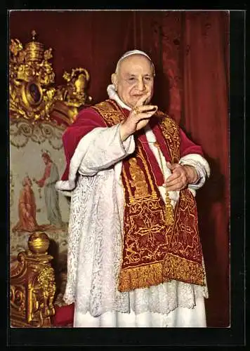 AK Papst Johannes XXIII. steht vor dem Heiligen Stuhl