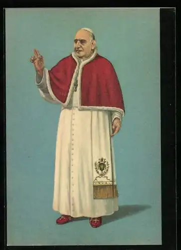 AK Papst Johannes XXIII. hebt segnend die Hand, Ganzkörperansicht