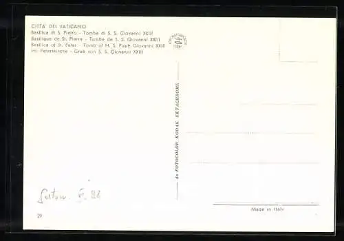 AK Papst Johannes XXIII. Grab des Papstes in der Peterskirche