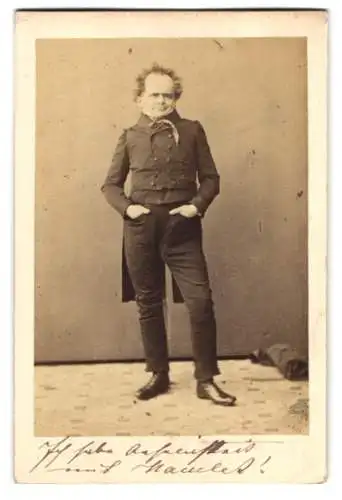 Fotografie Ed. von Oberhausen, Wien, Karl Wilhelm Meixner, Schauspier am Wiener Burgtheater, starb in Irrenanstalt 1888