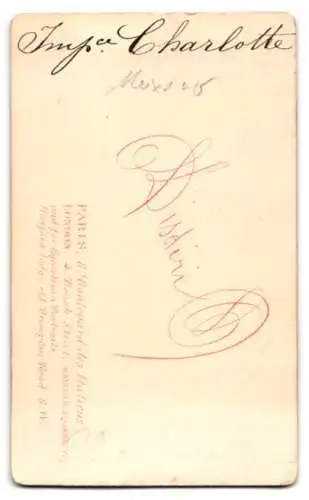 Fotografie Disderi, Paris, Charlotte von Belgien, Kaiserin von Mexiko, Erzherzogin v. Österreich, Frau von Maximilian I.