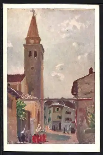 Künstler-AK Grado, Domkirche mit Prozession