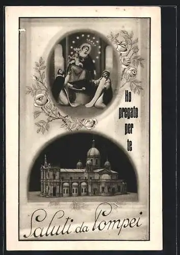 AK Pompei, Ansicht der Rosenkranzbasilika