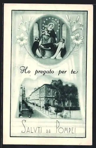 AK Pompei, Strassenpartie in der Stadt, Maria mit dem Kinde