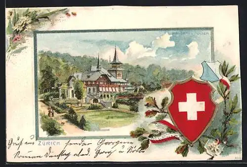 Lithographie Zürich, Gasthof Waldhaus Dolder, Wappen