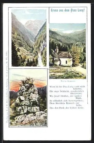 AK Golling, Maria Bruneck-Kirche, Felsen am Pass Lueg