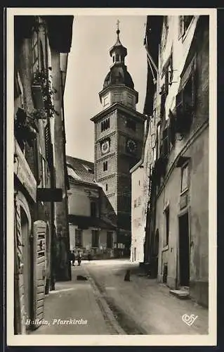 AK Hallein, Pfarrgasse und Pfarrkirche