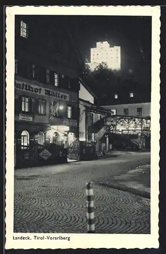 AK Landeck, Blick auf Gasthof Müller von der Strasse aus