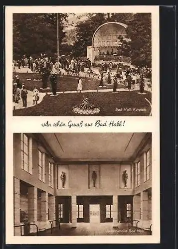 AK Bad Hall, im Kurpark, die Jodtrinkhalle