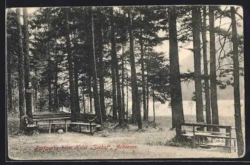 AK Achensee, Partkpartie beim Hotel Seehof