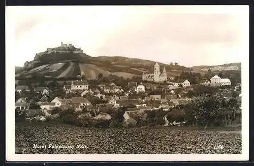 AK Falkenstein /NÖ., Ortsansicht mit Kirche und Ruine