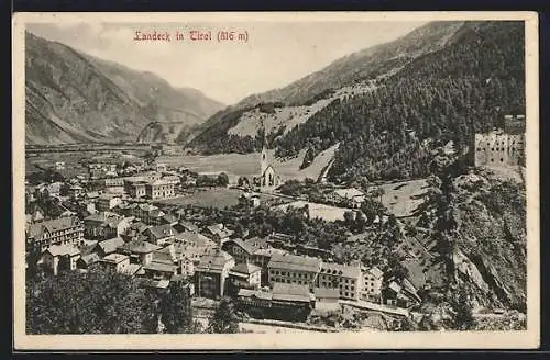 AK Landeck in Tirol, Teilansicht mit Kirche