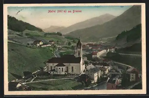 AK Matrei am Brenner, Blick auf den gesamten Ort und die Kirche