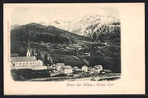 AK Sölden i. Ölzthal, Teilansicht mit Kirche