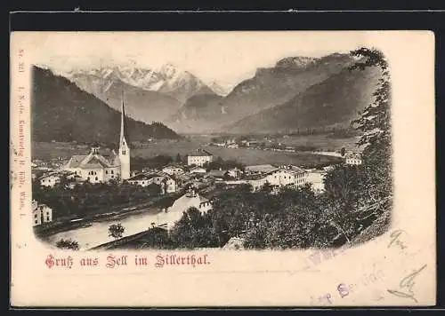 AK Zell im Zillerthal, Teilansicht mit Kirche