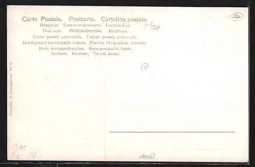 Künstler-AK Ginzling /Zillertal, Ortspartie mit Bergen