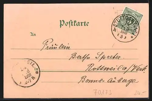 Lithographie Stuttgart, Ansicht der Johannes-Kirche