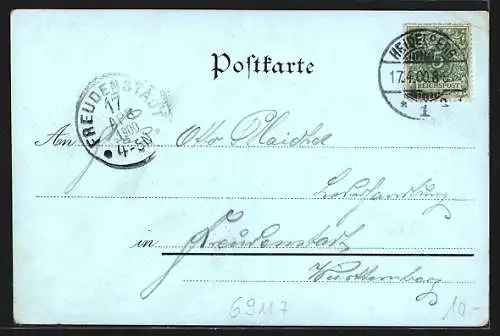 Mondschein-Lithographie Heidelberg, Ansicht vom Schloss