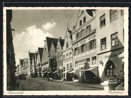 AK Donauwörth, Reichstrasse mit Geschäften, Uhrenhandlung